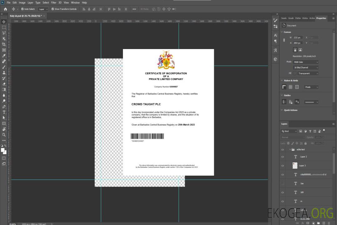 Modèle Word et PDF de certificat d'enregistrement de la Barbade template Modèle Word et PDF de certificat d'enregistrement de la Barbade template